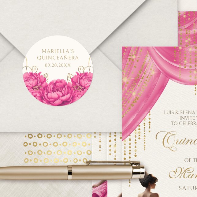 Adesivo Quinceanera Floral A Quente (Criador carregado)