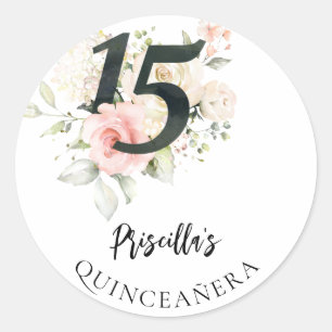 Adesivo Quinceanera Floral Aquarela 15º Aniversário