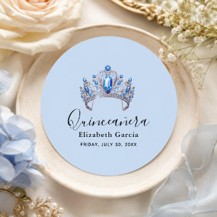 Adesivo Quinceañera Floral Azul e Marfim