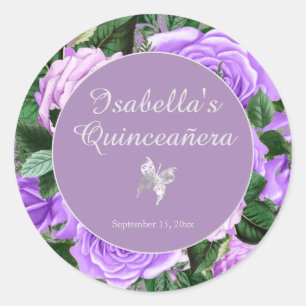 Adesivo Quinceañera Floral Borboleta Roxa Vintage