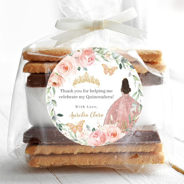 Adesivo Quinceañera Floral Cor-de-Rosa Esbranquiçada Doce  (Criador carregado)