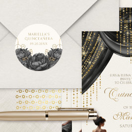 Adesivo Quinceanera Floral Negra