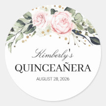 Quinceanera Floral, rosa e Dourada
