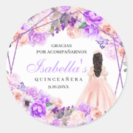 Adesivo Quinceanera Floral Rosa E Roxo