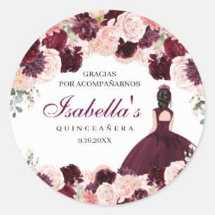 Adesivo Quinceanera Floral Rosa Esbranquiçada