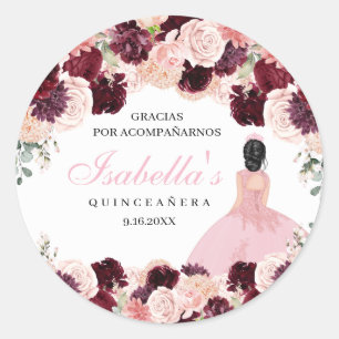Adesivo Quinceanera Floral Rosa Esbranquiçada