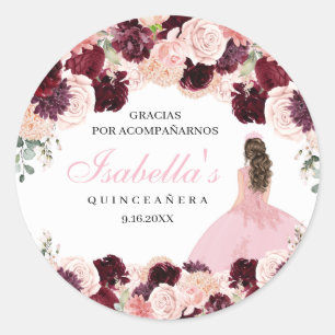 Adesivo Quinceanera Floral Rosa Esbranquiçada