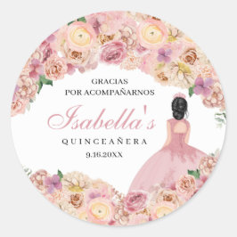 Adesivo Quinceanera Floral Rosa Esmagada