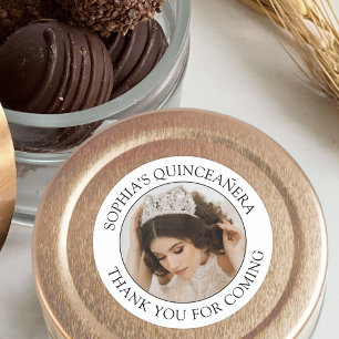 Adesivo Quinceañera Foto Simples Preto e Branco Obrigado