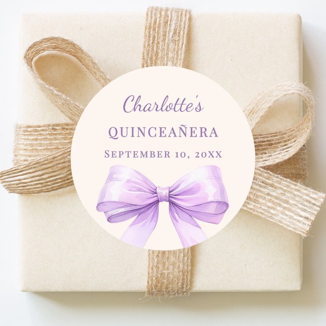 Adesivo Quinceanera lavender bow ivory (Criador carregado)