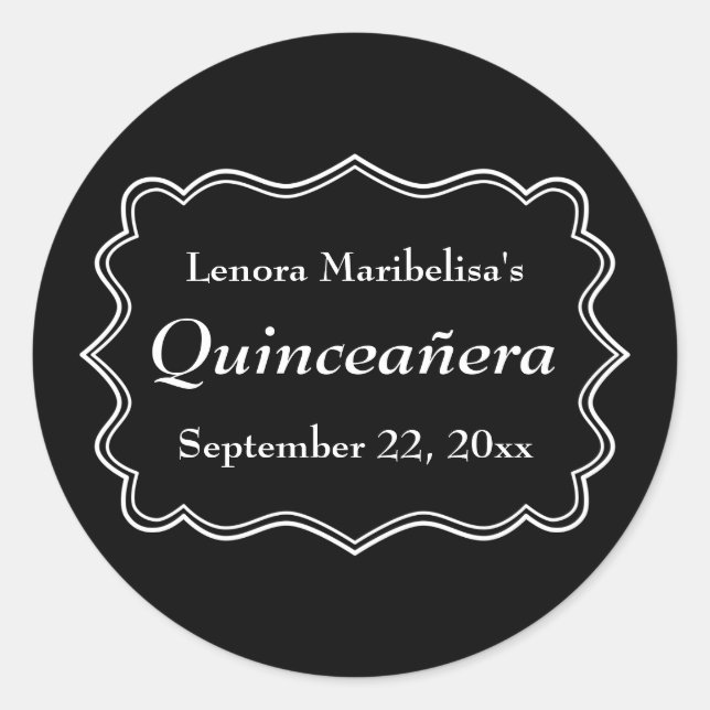 Adesivo Quinceanera na moda, Preta e Branca (Frente)
