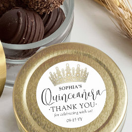 Adesivo Quinceañera Obrigado A Coroa Dourada Moderna Scrip