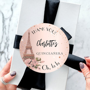 Adesivo Quinceanera Paris Eiffel torre obrigado você