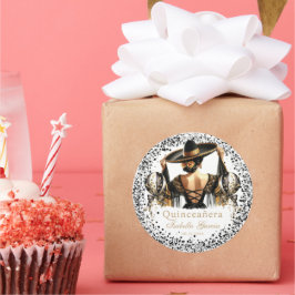 Adesivo Quinceañera Personalizada para o Luxo Negro Dourad