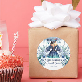 Adesivo Quinceañera Personalizada Watercolor Azul Mexicano