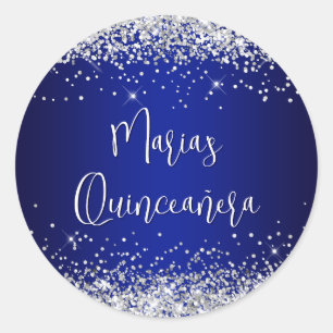 Adesivo Quinceañera Prata Brilho Azul Royal Azul Ombre
