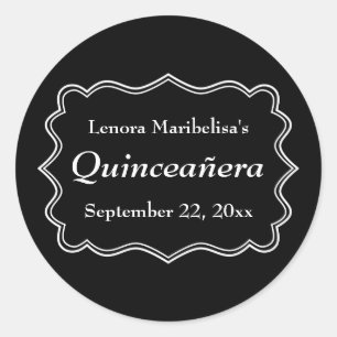 Adesivo Quinceanera preto e branco à moda