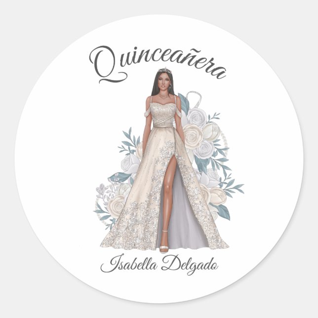 Adesivo Quinceanera Princess Gown Tiara Sticker (Frente)