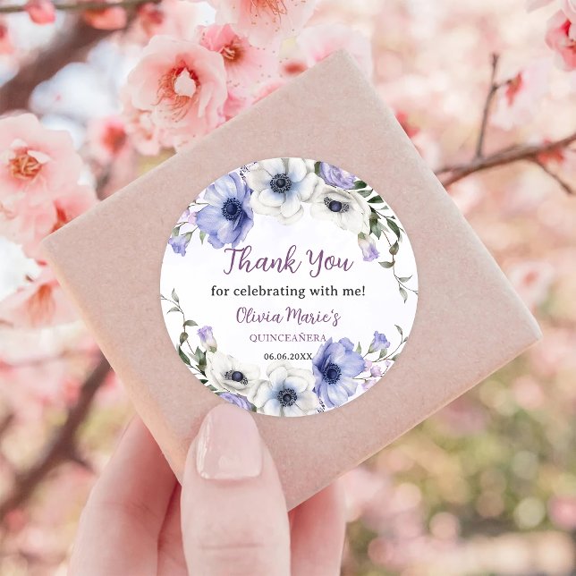 Adesivo Quinceañera Purple Lilac Floral Tiara Borboletas (Criador carregado)