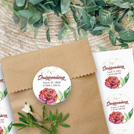 Adesivo Quinceanera Red Vintage Rosa Watercolor Personaliz