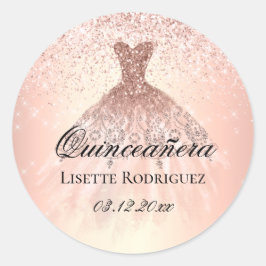 Adesivo Quinceanera rosa Dourada Personalizada