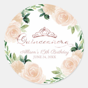 Adesivo Quinceanera Rosa Dourada Tiara Blush Rosa