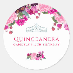 Adesivo Quinceanera Rosa Púrpura e Rosa