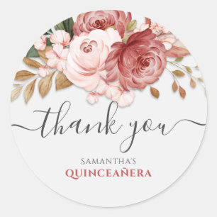 Adesivo Quinceanera Rosas Cor-de-Rosa Florais 15º Aniversá