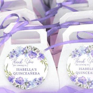 Adesivo Quinceanera Roxo Peri Floral Obrigado