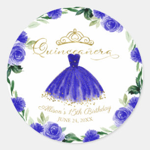 Adesivo Quinceanera Royal Blue Gown Floral