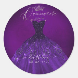 Adesivo Quinceañera, Sparkle Gown, EggPlant