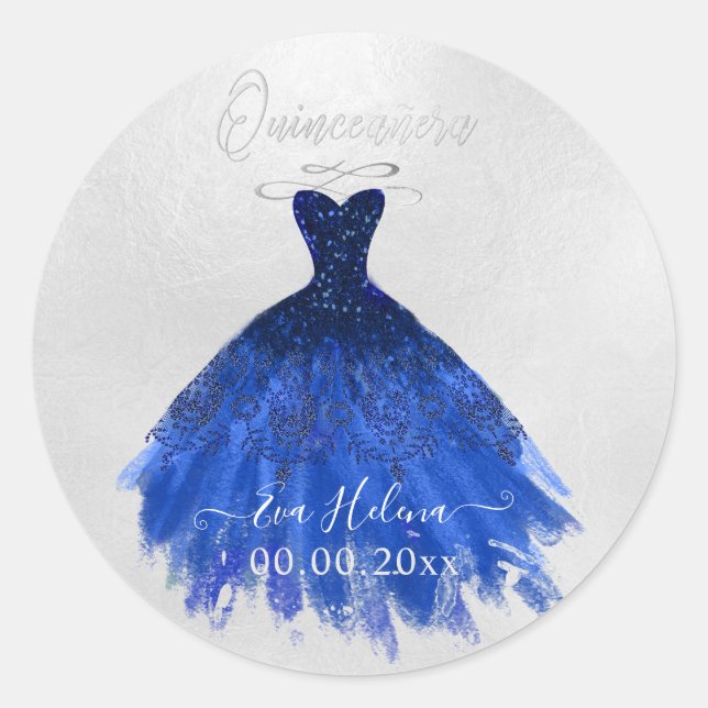 Adesivo Quinceañera Sparkle Gown, Marinho Azul (Frente)