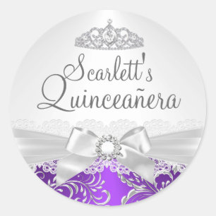 Adesivo Quinceanera Tiara & Arco Roxo Bonito