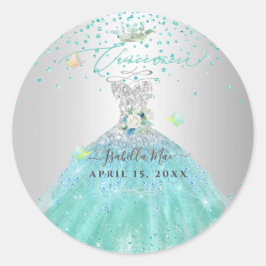 Adesivo Quinceanera Turquoise Glitter