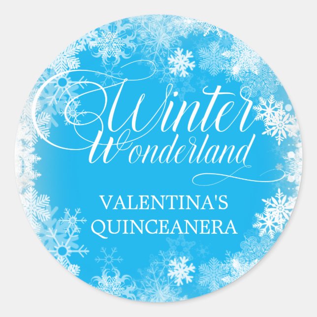 Adesivo Quinceanera Winter Wonderland Snowflake Favor (Frente)