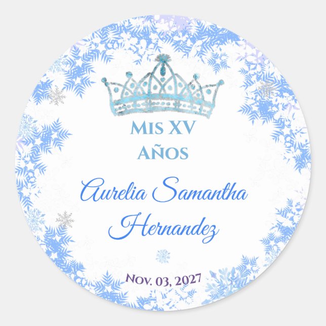Adesivo Quinceañera Winter Wonderland Sticker (Frente)