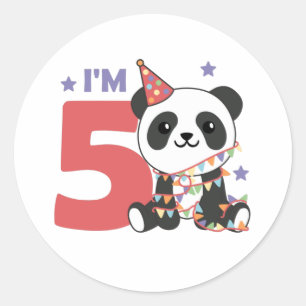 Adesivo Quinto Aniversário Panda Para Crianças 5 Anos Rota