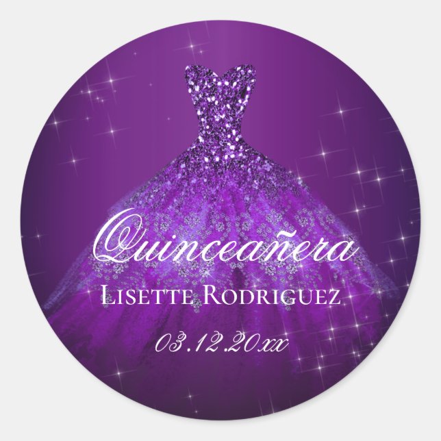 Adesivo Quinze Anos Personalizados Roxo Escuro (Frente)