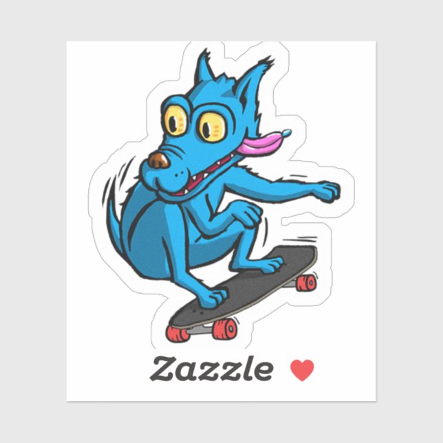 Adesivo Quircky the blue dog skater (Folha)