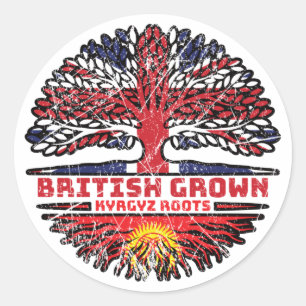 Adesivo Quirguistão Kirghiz British Tree Roots Flag