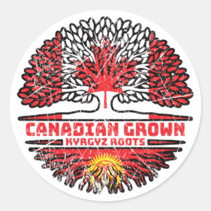 Adesivo Quirguistão Kirghiz Canadense Tree Roots Flag