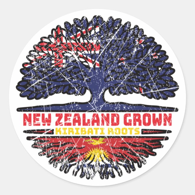 Adesivo Quiribati I-Kiribati Nova Zelândia Árvore neozelan (Frente)