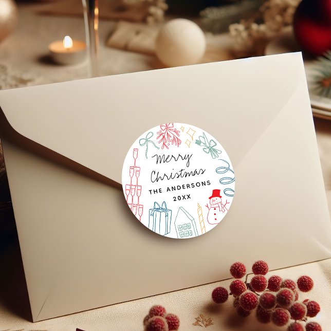 Adesivo Quirky Colorful Christmas Hand drawn Doodle  (Criador carregado)