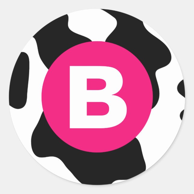 Adesivo Quirky Cow Patch Pattern Pink Monogram (Frente)