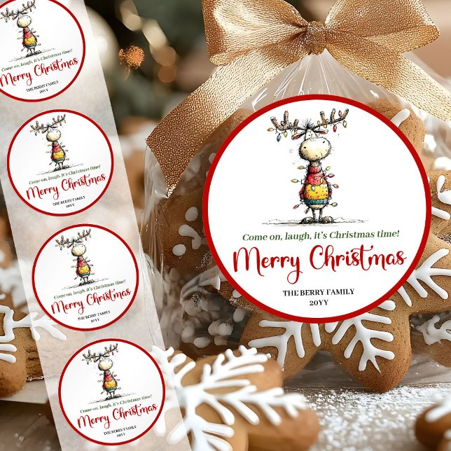 Adesivo Quirky reindeer fun whimsical Xmas sticker style (Quirky reindeer fun whimsical Xmas sticker style)