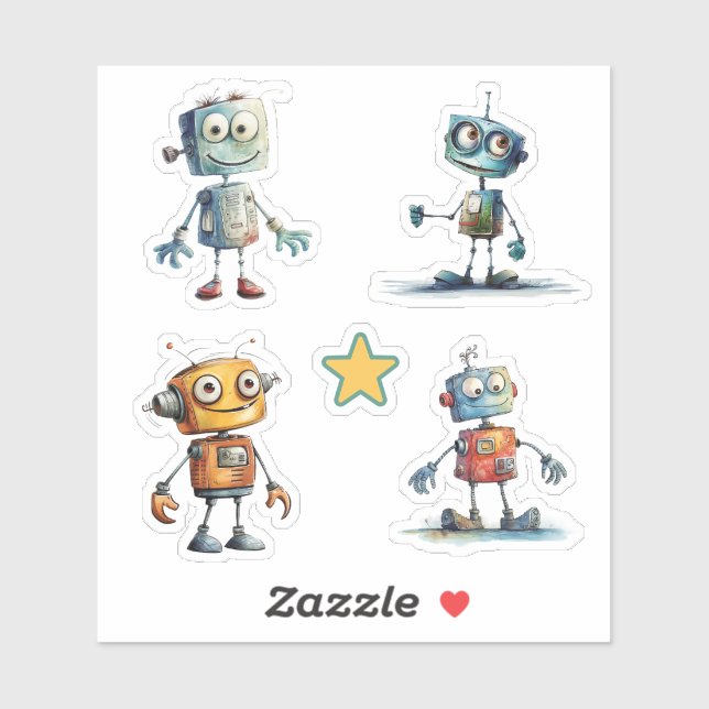 Adesivo Quirky Robots (9 - 12) (Folha)