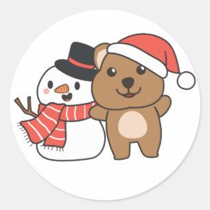 Adesivo Quokka Com Snowman No Inverno No Natal Clássico