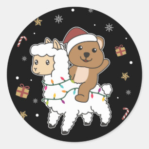 Adesivo Quokka Llama Natal Neve Animais Clássicos de Inver