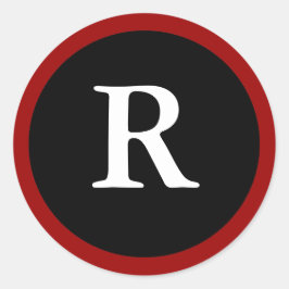Adesivo R: Letra R inicial R vermelha, branca e preta