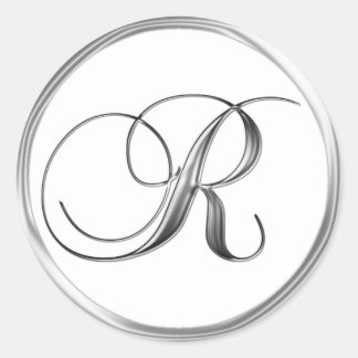 Adesivo R Monograma - Letra Sliver No Casamento Branco